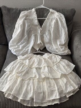 Cropped Ruffled Smocked White Blouse - Women Tops 100% cotton